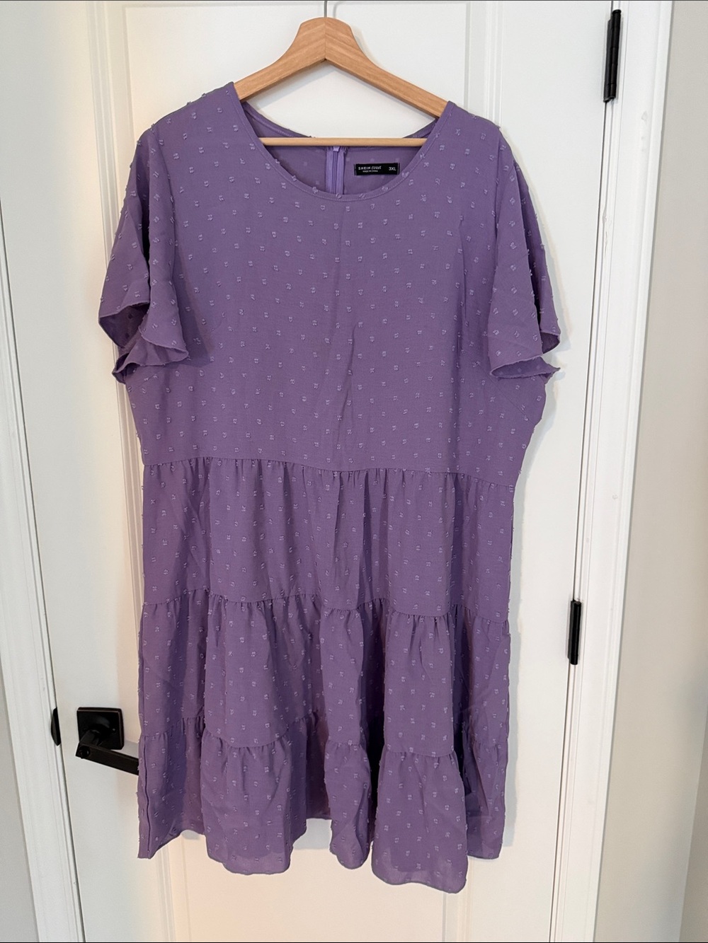 SHEIN Lavender Tiered Flutter-Sleeve Dress